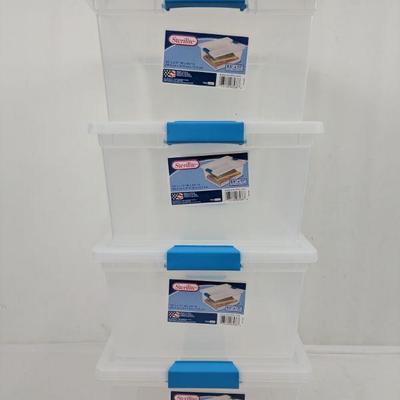 Pack of 4 Clear Sterilite Bins, 14in x 11in x 6.25in - New