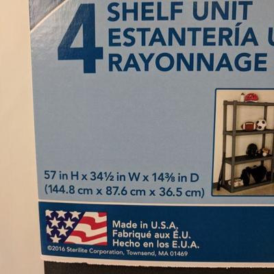 Sterilite 4 pc Shelf Unit, Gray - New