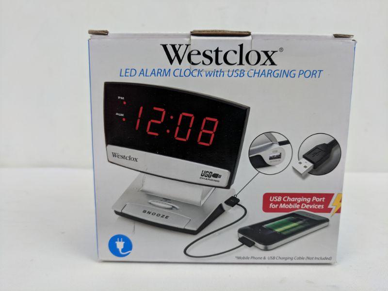 Westclox LED Alarm Clock W/ USB Charging Port New
