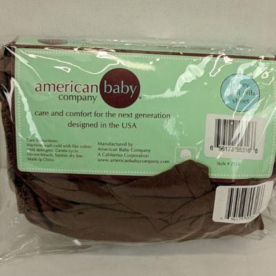 American Baby Jersey Mini Crib Sheet, Brown - New