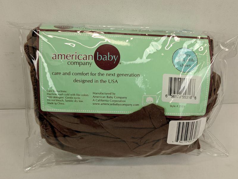American Baby Jersey Mini Crib Sheet, Brown New