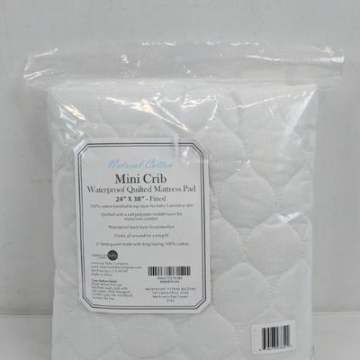 Natural Cotton Mini Crib Waterproof Quilted Mattress Pad 24