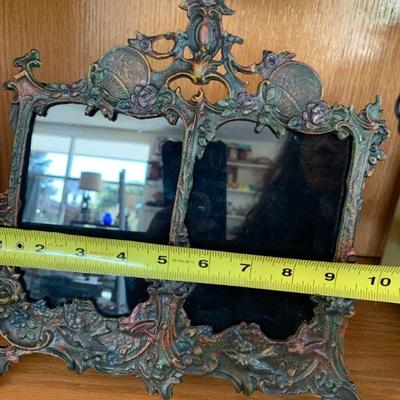 Vintage Metal Double Picture Frame Stand