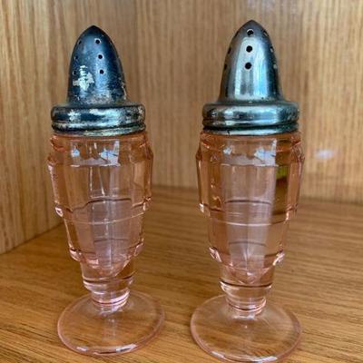 Pair of Pink Depression Glass Salt & Pepper Shakers