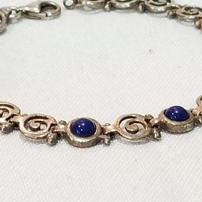 Sterling and lapis bracelet.