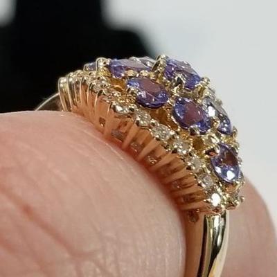 14k Tanzanite & Diamond cluster ring