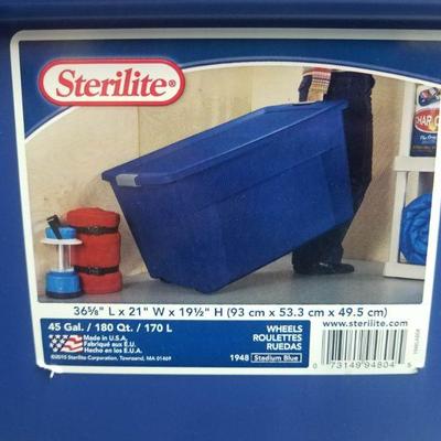 2 Storage Bins with Lids, Blue/Turquoise