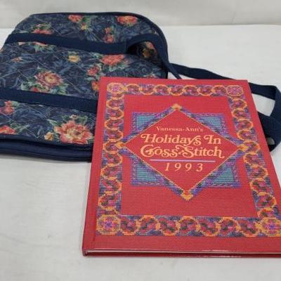 Holidays In Cross-Stitch Book 1993 & Cross-Stitch Bag