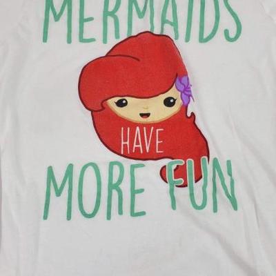 Junior Size Small Mermaids Have More Fun Shirt, Stain on Inside of Collar