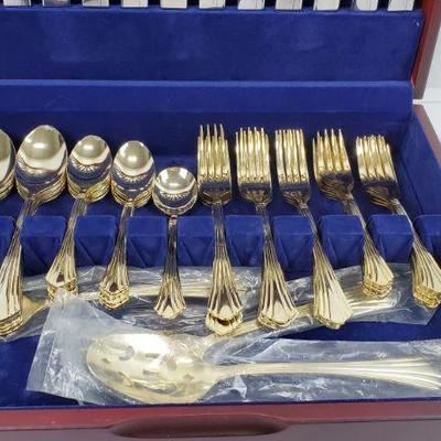 Gold Plated Flatware Set with Storage Box