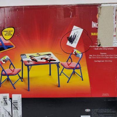 Incredibles Kids Table and 2 Chairs, Table has Big Cut as Shown