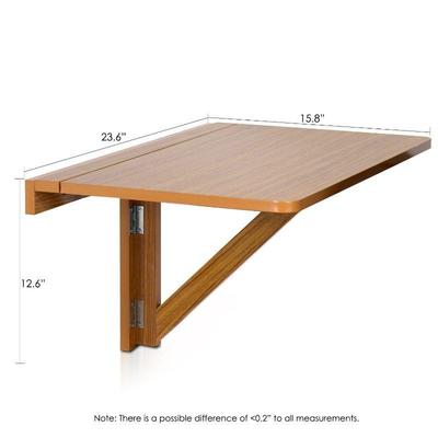 Wall-Mounted Drop-Leaf Folding Table, Espresso, Corner Damage