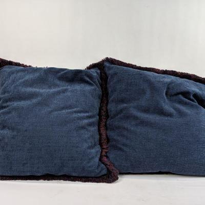 Two Large Decorative Pillows: Navy and Red