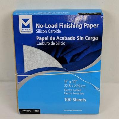 Mercer Abrasives No-Load Finishing Paper, 100 Sheets, 9