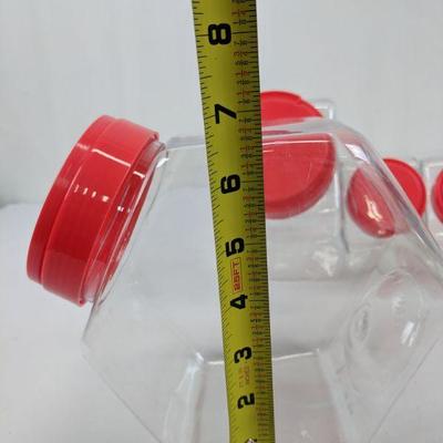 Red/Clear Plastic Containers, Two Sizes - New