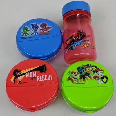 Super Hero/Dogs Containers & Water Bottle - New