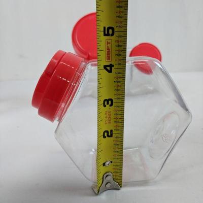 Red/Clear Plastic Containers, Two Sizes - New