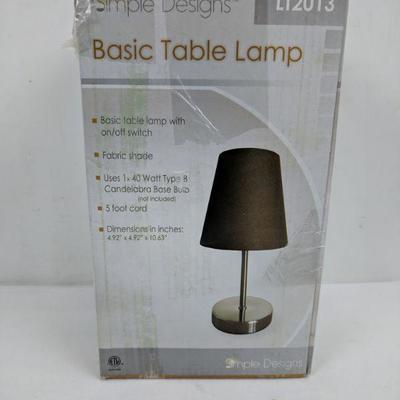 Simple Designs Basic Table Lamp, Brown - New