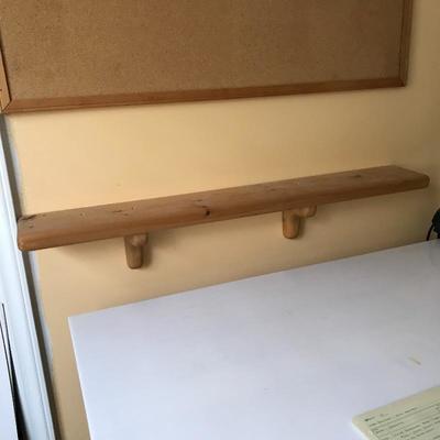 Lot 88 - Four Wooden Wall Shelves and Metal Desk Shelf