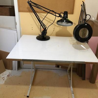 Lot 92 - Drafting Table and Two Lamps