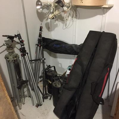 Lot 145 - Boom Lights, Camera Tripods and more
