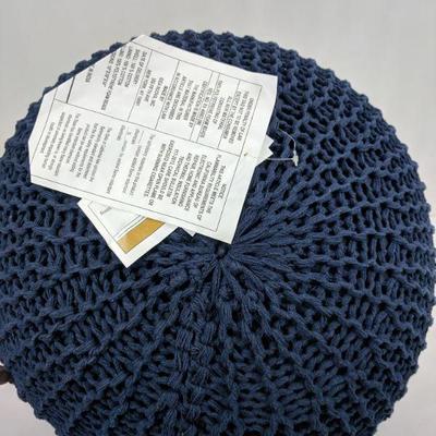 Crocheted Navy Pouf/ Ottoman 17