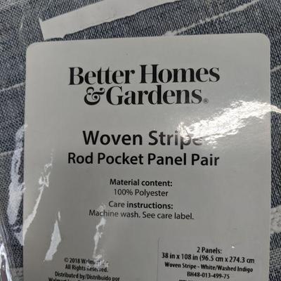 Better Home & Gardens Woven Stripe Rod Pocket Panel Pair, 38