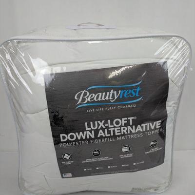 Beautyrest Lux-Loft Down Alternative Mattress Topper, White, Twin - New