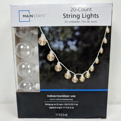 Mainstays 20- Ct String Lights Indoor/Outdoor Use - New