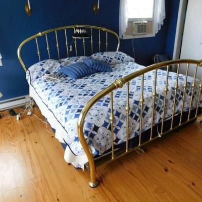 Vintage Solid Brass King Bed Frame and Matress Set