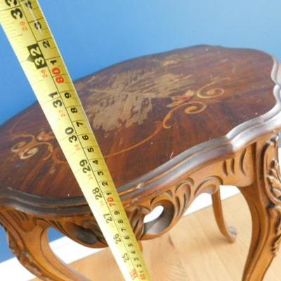 Carved Wood Plant Stand with Inlay Top 20
