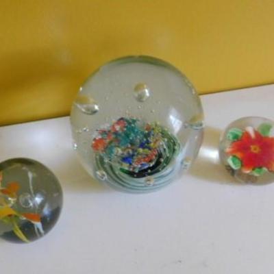 Unit 1:  Set of Hand Crafted Glass Paper Weights Various Sizes and Designs