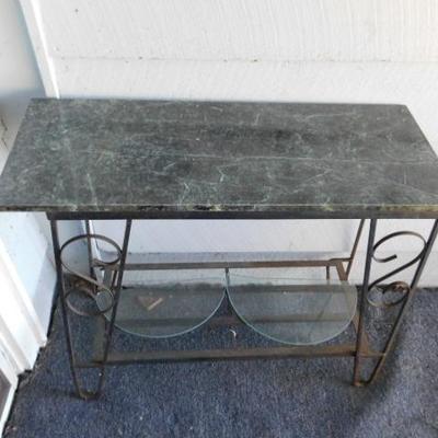 Wrought Iron and Marble Top Plant Stand or Table 35