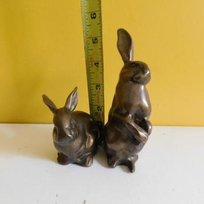 Pair of Solid Brass Bunnies 