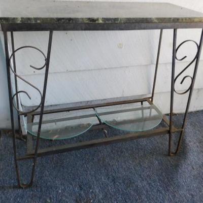 Wrought Iron and Marble Top Plant Stand or Table 35