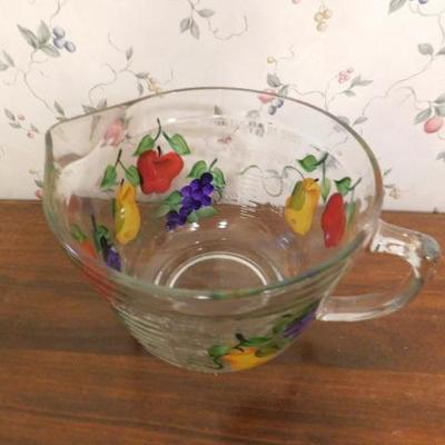 Vintage 8 Cup Anchor Hocking Measuring Cup Hand Painted 9