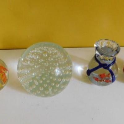 Unit 2:  Set of Hand Crafted Glass Paper Weights Various Sizes and Designs
