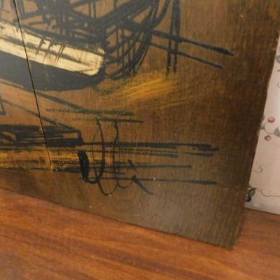 Hand Painted Cutty Sark On Oak Slab Back Ground Signed by Artist 22