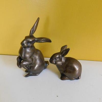 Pair of Solid Brass Bunnies 
