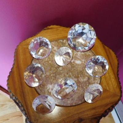 Set of 8 Glass Diamond Cut Crystals from 1