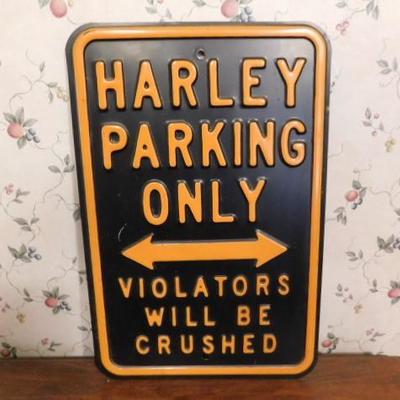 Large Stamped Metal Harley Parking Sign 12
