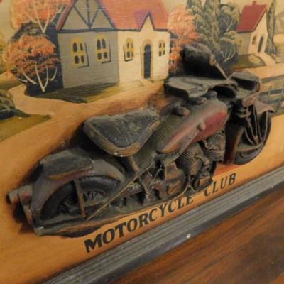 Large Wood Relief Cut Out Harley Davidson MC Sign 24