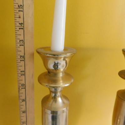 Pair of Tall Solid Brass Candle Stick Holders 13