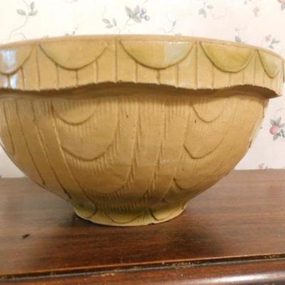 Large Stoneware Mixing Bowl (Possible Green Pottery) 12