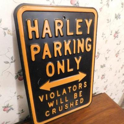 Large Stamped Metal Harley Parking Sign 12