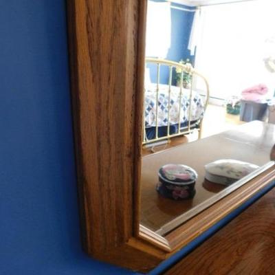 Framed Wood Beveled Glass Mirror (Matches Dresser) 29