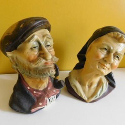 Gino Hand Painted Porcelain Busts of Man and Woman 6