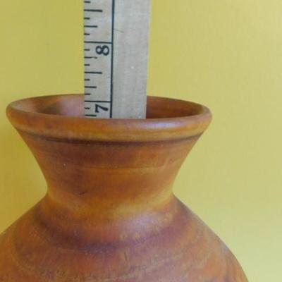 Hand Turned Pot Belly Wood Vase 7