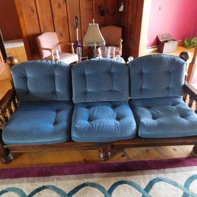 Solid Wood Frame Three Cushion Couch 88