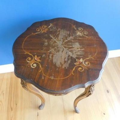 Carved Wood Plant Stand with Inlay Top 20